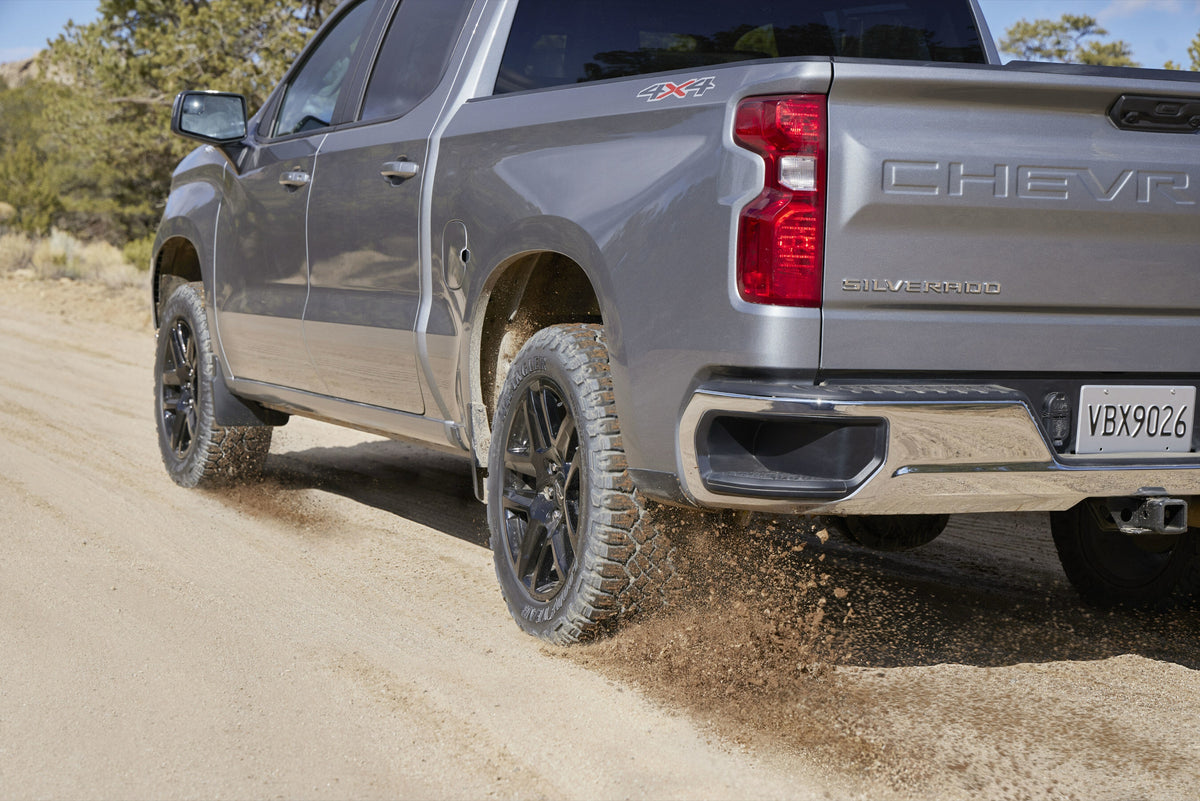 Goodyear Wrangler Duratrac R/T — hero silverado dirt