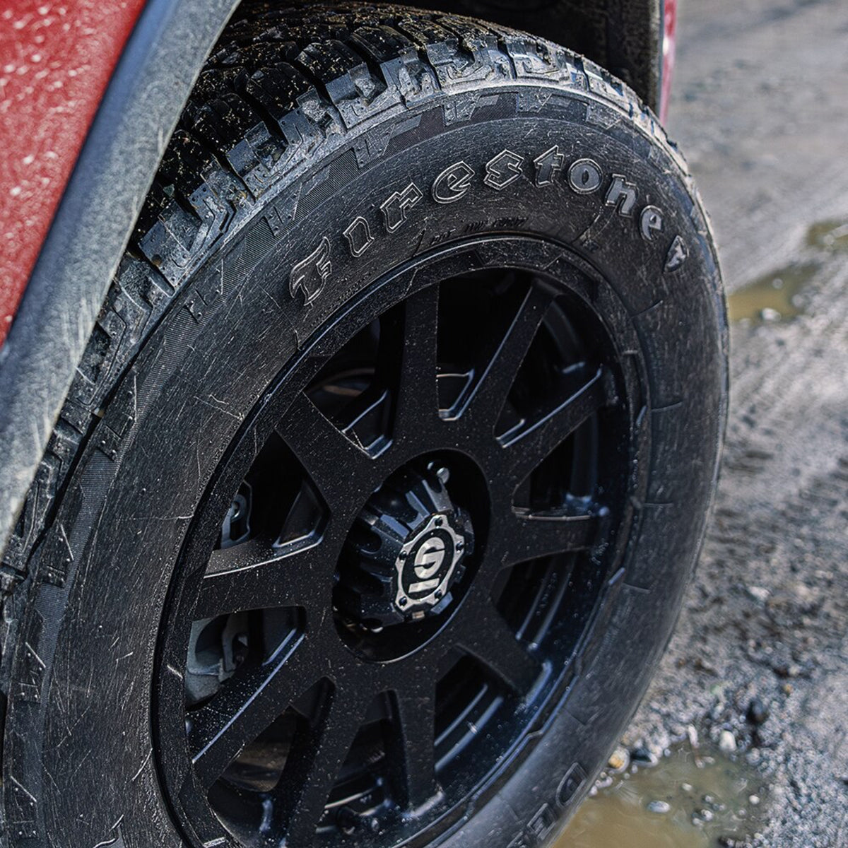 Firestone Destination A/T2 — hero trail closeup