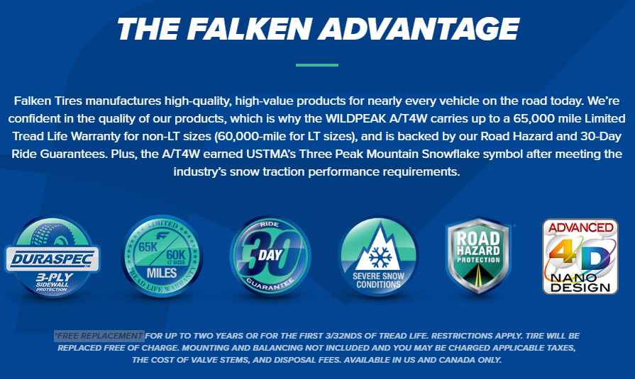 Falken Wildpeak A/T4W — technical warranty features
