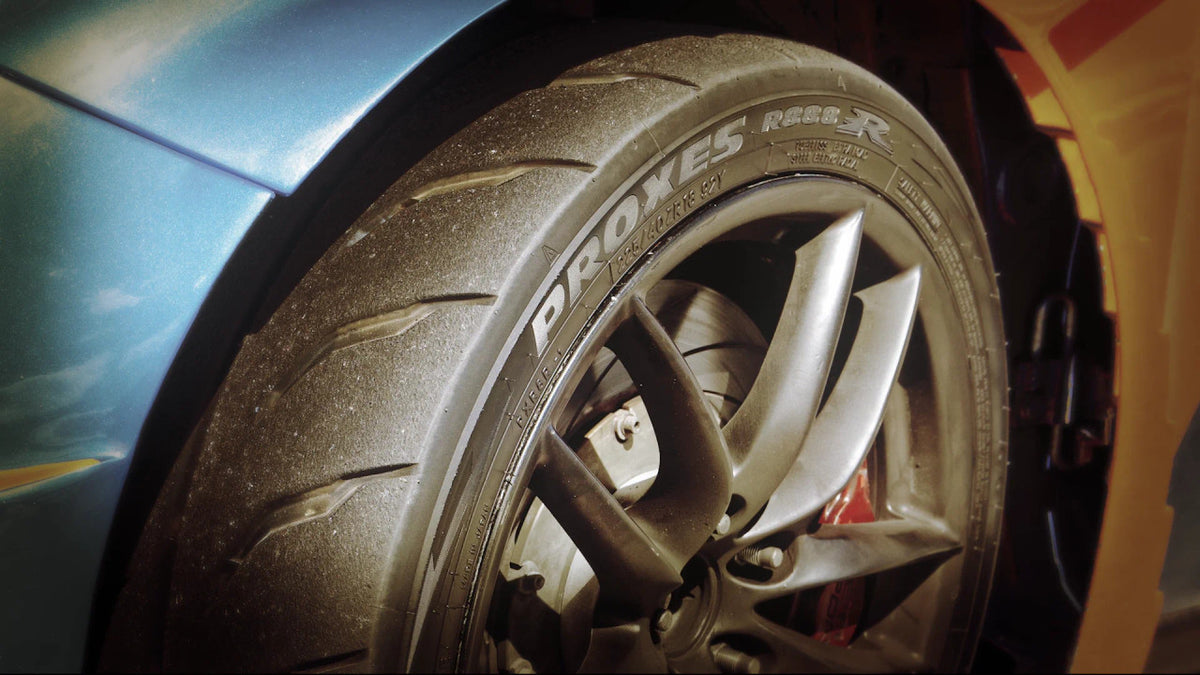 Toyo Proxes R888R 225/40R18 sidewall and tread mounted on a car, PROXES R888R branding visible