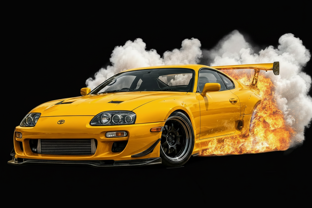 Performance car doing a burnout