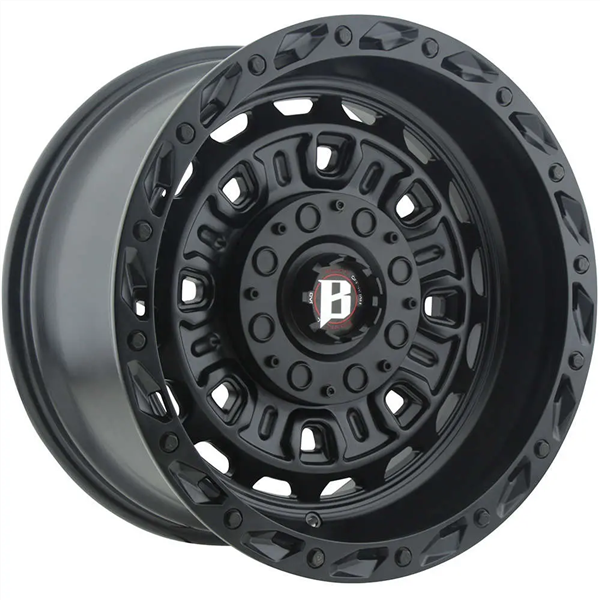 BALLISTIC 977 24X12 6X135+6X139.7 -50 CB106.1 GLOSS BLACK W/GLOSS BLACK BOLTS