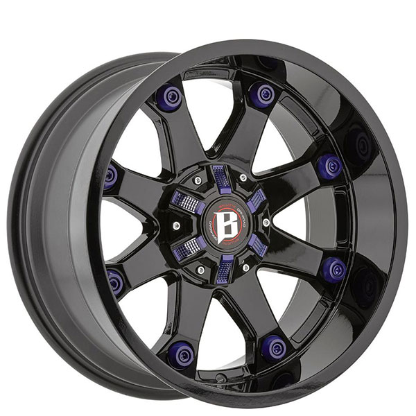 6X135+6X139.7-44 C B 106.1 GLOSS BLACK W/BLUE ACC [WMP4]