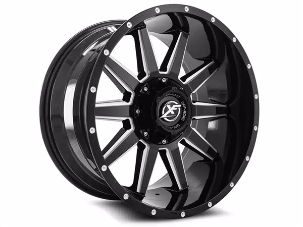 XF OFF-ROAD XF-219 20X12 6X135 6X139.7 -44 CB 108 GLOSS BLACK MILLED&MILLED DOTS