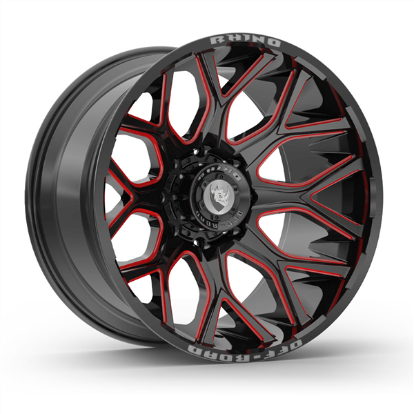 6X139.7+6X135 -44 CB 106.1 GLOSS BLACK MILLING WINDOW RED CLEAR COAT