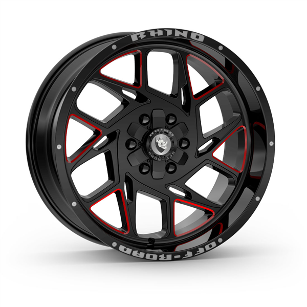 5X127+5X139.7 -12 CB 87.1 GLOSS BLACK MILLING RED CLEAR COAT