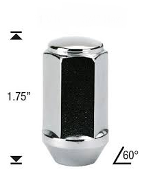 1/2X20 CLOSED LUG NUT/BULGE ACORN  1.75"L  [30 PCS BOX]