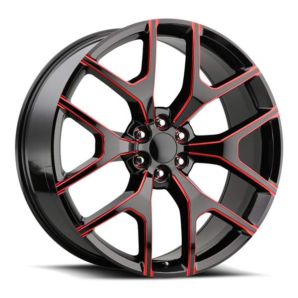 REPLICA TECH RT-6 26X10 6X139.7 ET +30 CB 78.10 GLOSSY BLACK / RED MILL MACHINED