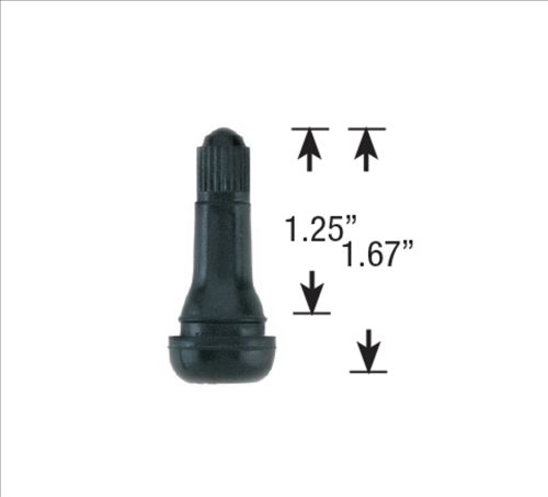 TR413 BLACK RUBBER VALVE STEMS HOLE  .453 "REGULAR"  {LENGHT 1.25")    ***50 PER BAG***