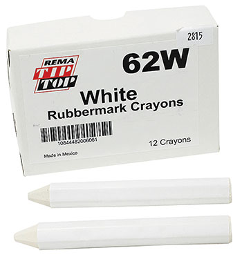 WHITE RUBBERMARK TIRE CHALK CRAYON [BOX OF 12]