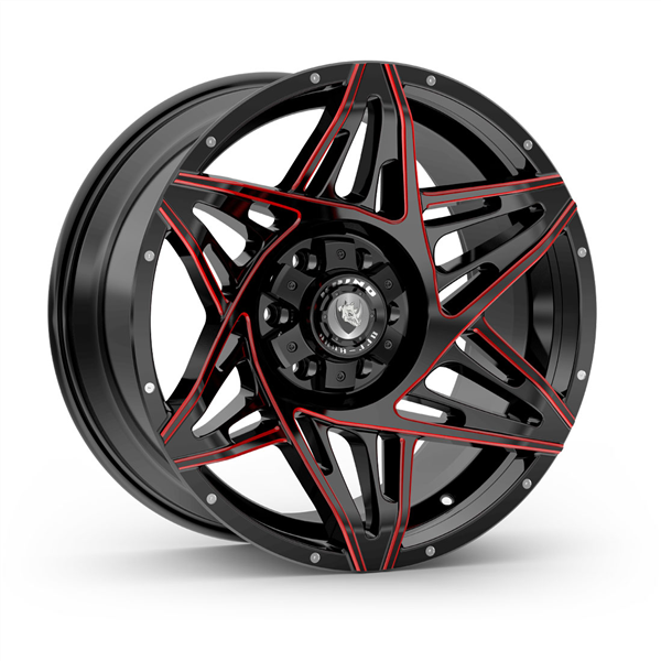 5X150+5X139.7 -12 CB 110.3 GLOSS BLACK MILLING WINDOW RED CLEAR COAT