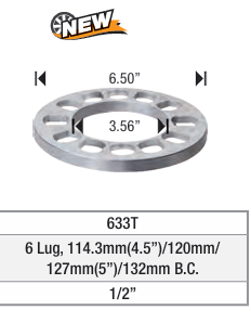 SPACER 6X114.3 6X120 6X127 6X132  1/2" THICK
