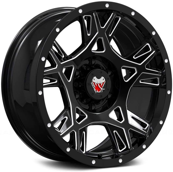 6X135 ET -44 GLOSS BLACK W/BALL CUT ACCENTS ***NW***