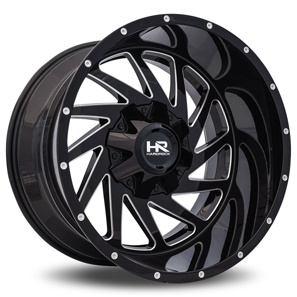 HARDROCK H704 20X9 6X135+6X139.7 ET0 CB108 GLOSS BLACK MILLED