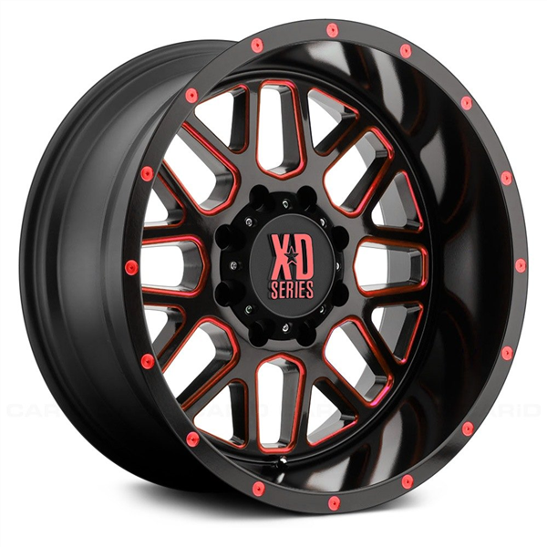 6X139.7 -44MM CB 106.25 SATIN BLACK MILLED W/ RED TINTED CLEAR COAT XD82021268944NRC [WMP4]