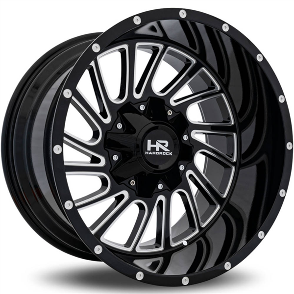 HARDROCK H708 20X9 6X135+6X139.7 ET-19 CB 108 GLOSS BLACK MILLED