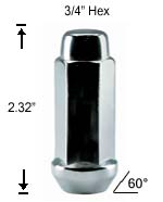 9/16 CLOSED LUG NUT  BULGE ACORN 2.32" XXL  [30 PCS BOX]