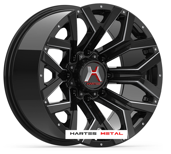 6X135+6X139.7 -44 CB106.3 GLOSS BLACK/MILLED/DIMPLE/SPOKE ***NW***