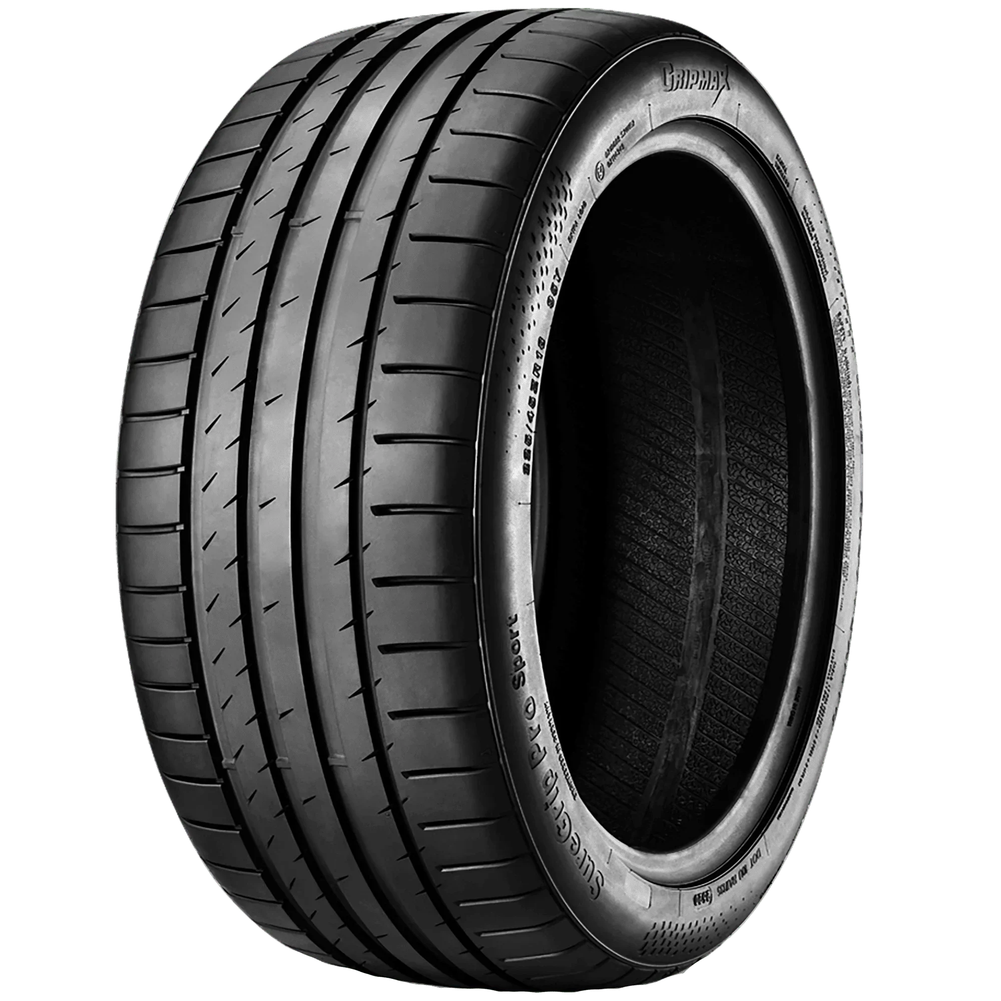 Gripmax SureGrip Pro Sport ultra-high-performance summer tire, sidewall reading SureGrip Pro Sport, asymmetric four-groove tread